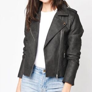 Cupcakes & Cashmere Faux Black Leather Jacket- size M